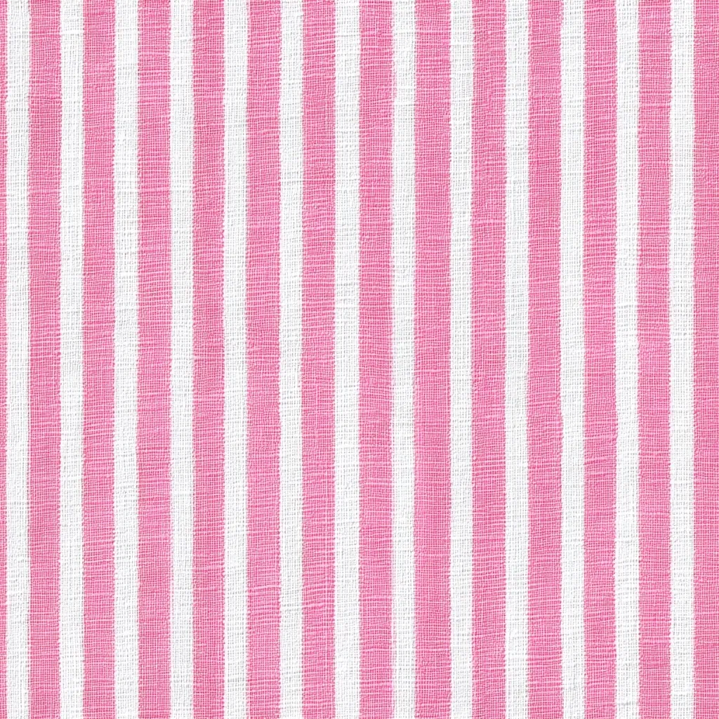 The image shows a textile fabric with a repeating pattern of vertical stripes.  The stripes alternate between light pink and white, creating a classic striped design. The fabric appears to have a slightly textured surface, suggesting a woven or linen-like material.  The color palette is soft and feminine, suitable for clothing or home décor.
