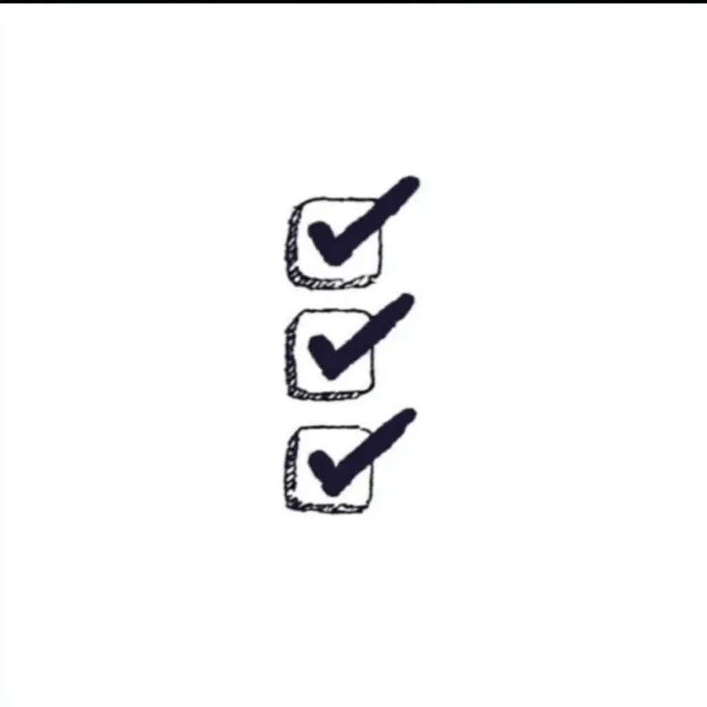 The image shows a simple hand-drawn checklist with three items, each marked with a bold checkmark.  The boxes and checkmarks are slightly uneven, giving a casual, informal feel. The checklist is vertically oriented against a plain white background.  The design suggests completion or accomplishment of three tasks.