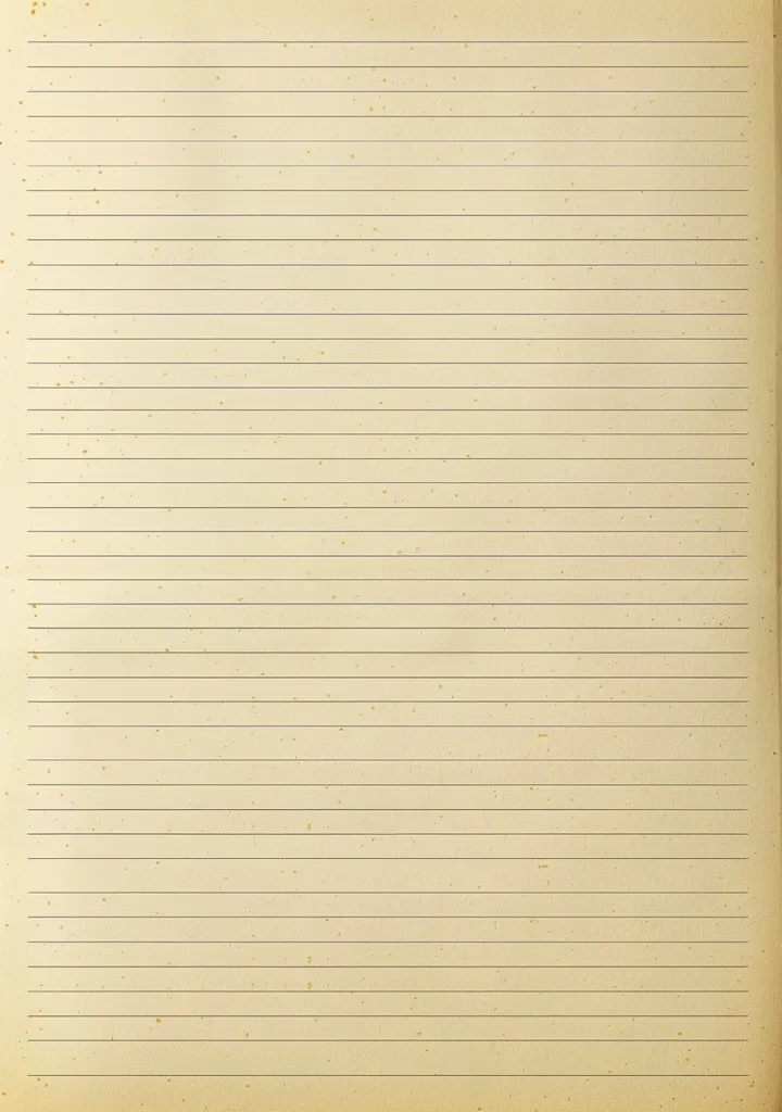 This is a piece of notebook paper. It is lined and has a yellowed color. The paper is torn at the top and has a few stains on it.