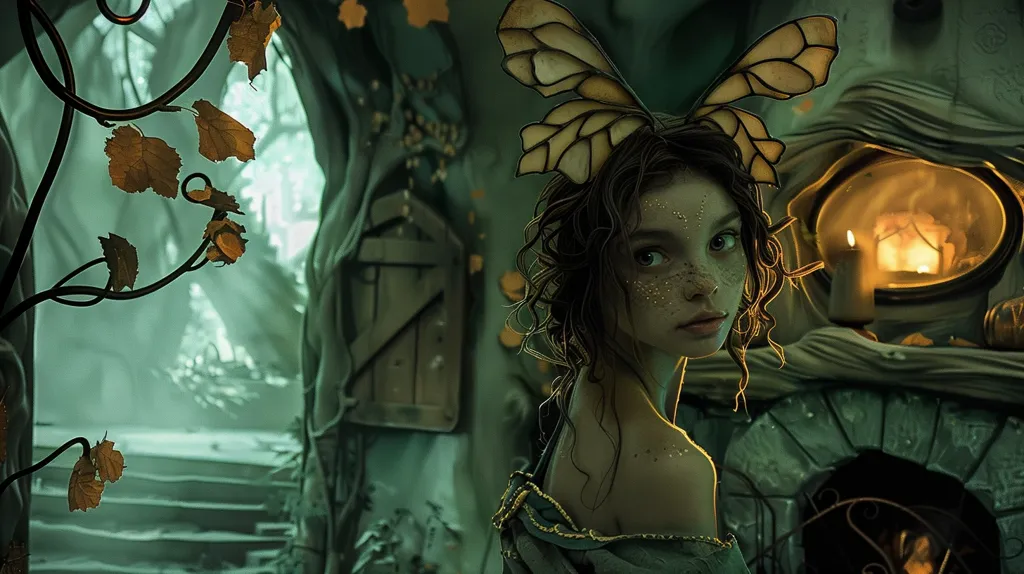 cinematographic, photography, movie still, the fairy looks at the fireplace,cinematographic, photography, movie still, taken by Leica https://s.mj.run/Lewf8B5_cgs --sref https://s.mj.run/6EX9qK08IBI --ar 16:9 --style raw --v 6.0