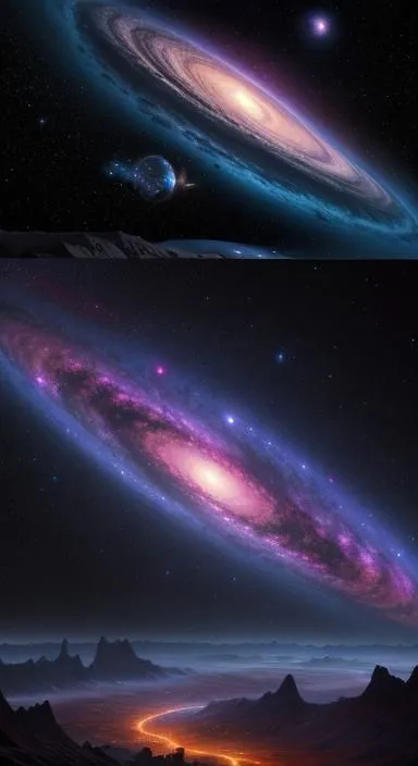 The image is a depiction of a spiral galaxy. It is a vast and awe-inspiring sight, with billions of stars, gas, and dust all swirling around a central black hole. The galaxy is surrounded by a dark void of space, which is filled with countless other galaxies. The image is a reminder of the vastness of the universe and the渺小ness of our place in it. It is a beautiful and humbling sight, and it is sure to leave you feeling inspired.