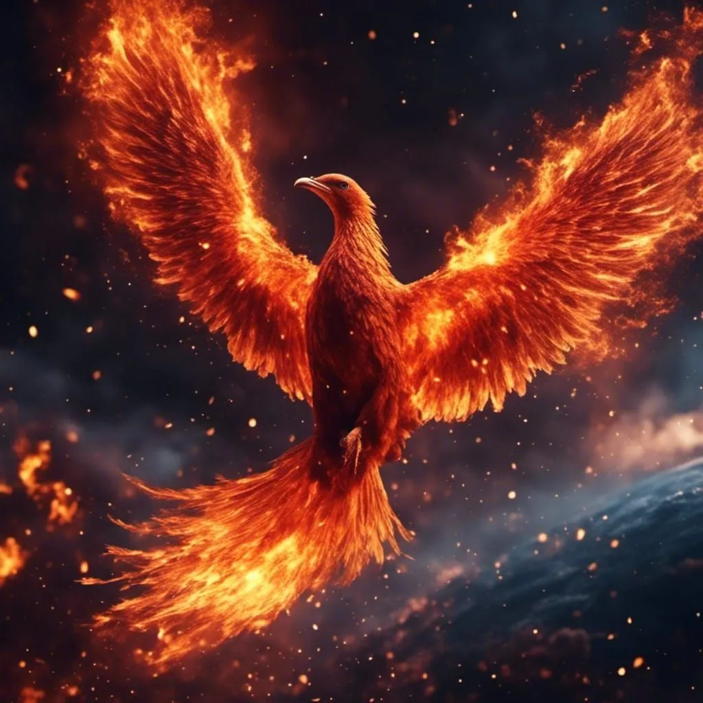 The phoenix is a mythical bird that is said to be a symbol of hope and renewal. It is said to live for 500 years, and then it bursts into flames and is reborn from the ashes. The phoenix is often depicted as a beautiful bird with fiery red and gold feathers. It is also often associated with the sun.