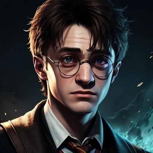 This is a picture of Harry Potter, a fictional character in a series of fantasy novels written by J. K. Rowling. Harry Potter is a young wizard who attends Hogwarts School of Witchcraft and Wizardry. He is known for his bravery, loyalty, and friendship. In this picture, Harry is wearing his school uniform and his signature glasses. He has a determined look on his face, as if he is about to face a challenge. The background is dark and mysterious, suggesting that Harry is about to embark on a dangerous adventure.