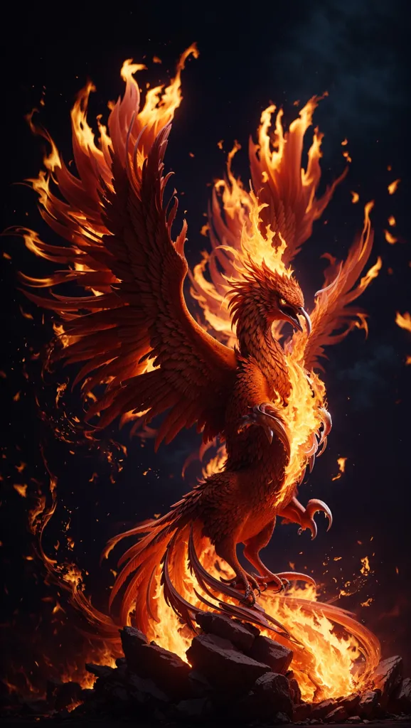 The phoenix is a mythical bird that is said to be a symbol of hope and renewal. It is said to live for 500 years, and then to burst into flames and be reborn from the ashes. The phoenix is often depicted as a red or orange bird with a long, flowing tail. It is also often associated with the sun. In some cultures, the phoenix is said to be a symbol of immortality.