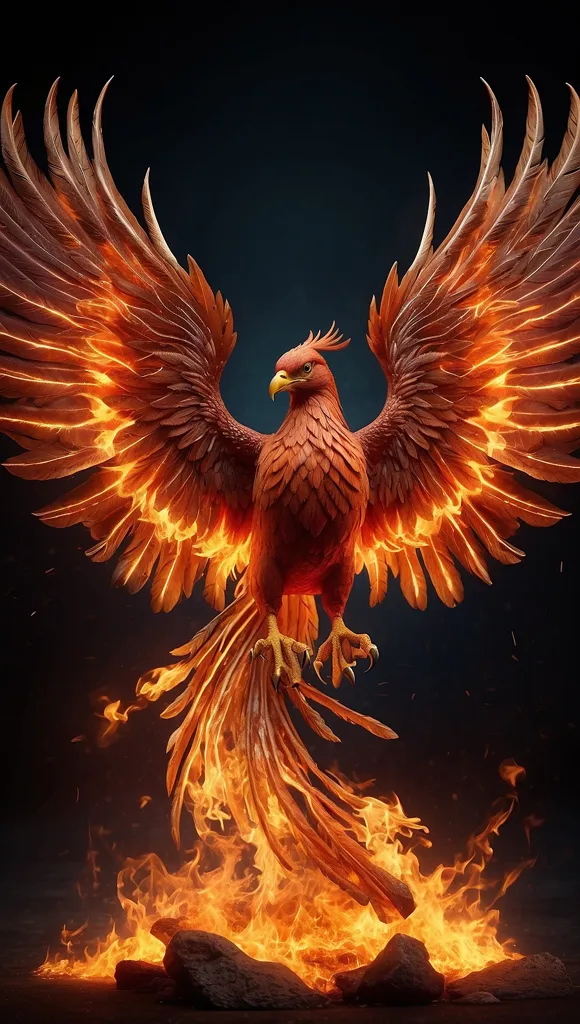 The phoenix is a mythical bird that is said to be a symbol of hope and renewal. It is said to live for 500 years, and then to burst into flames and be reborn from its own ashes. The phoenix is often depicted as a beautiful bird with red and gold feathers, and it is often associated with the sun. It is a popular symbol in many cultures, and it is often used in art, literature, and music.